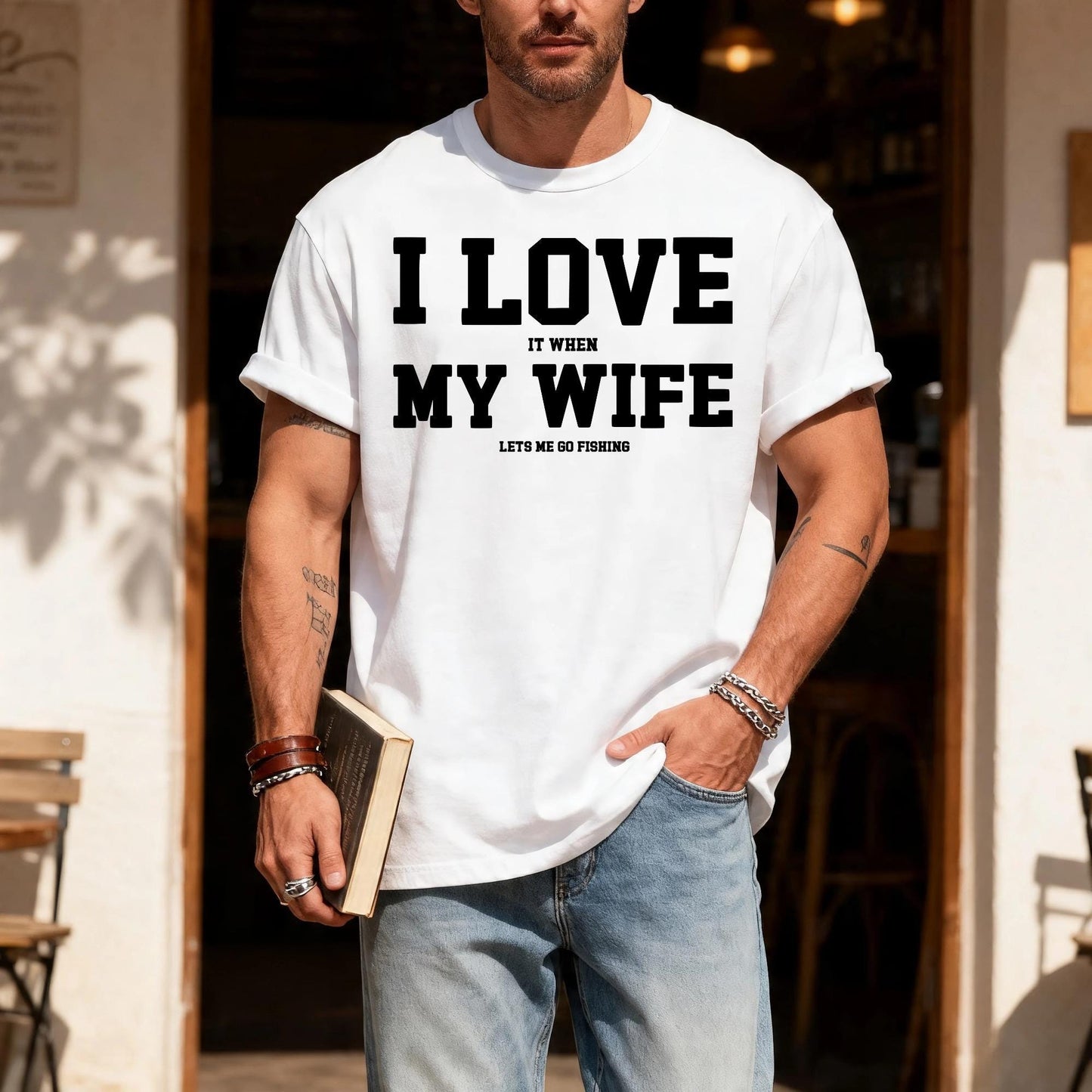 Funny Fishing Shirt for Men, I Love It When My Wife Lets Me Go Fishing, Gift from Wife to Angler, Fisherman Husband Gift for Father's Day