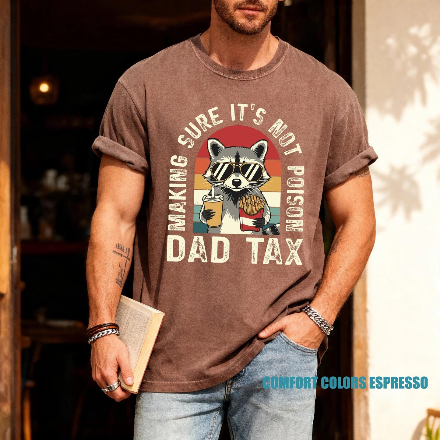 Funny Raccoon Father Shirt, Making Sure It's Not Poison Dad Tax Tee