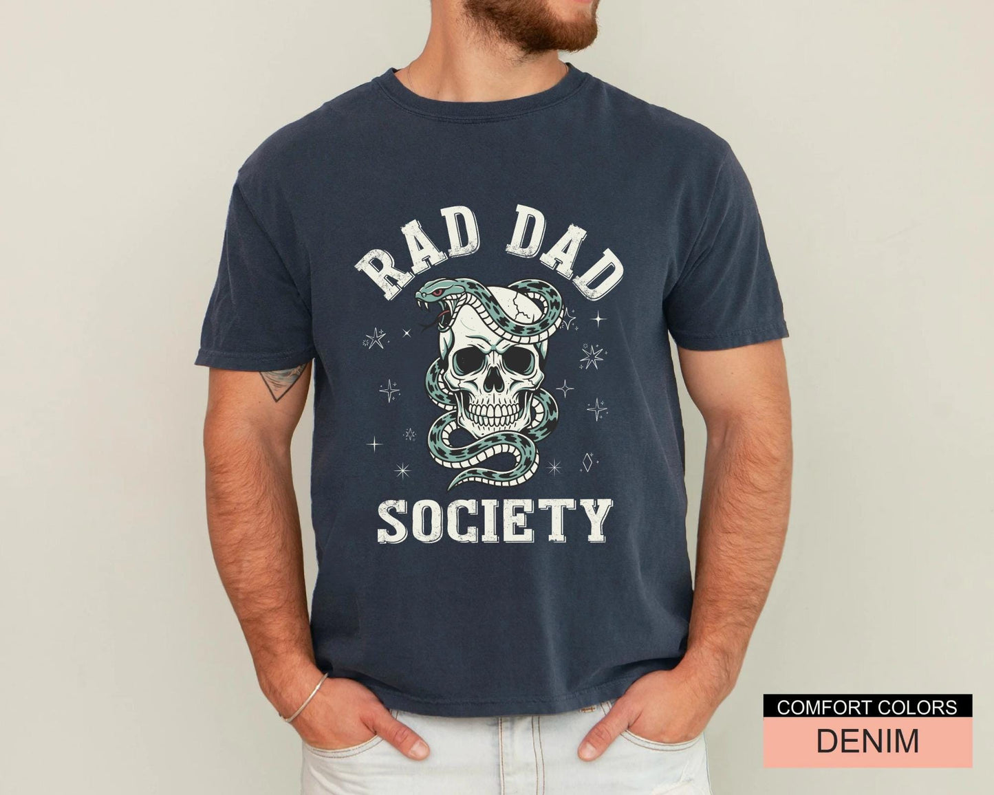 Vintage Rad Dad Society Skull Snake Shirt, Retro Father's Day Gift Tee