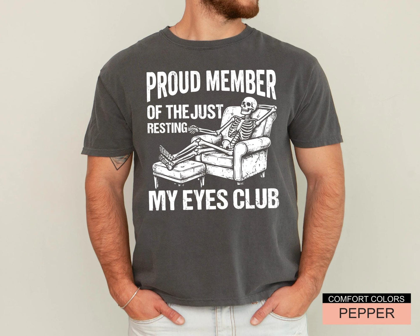 Humorous Skeleton Just Resting My Eyes Shirt, Sarcastic Napping Club Tee
