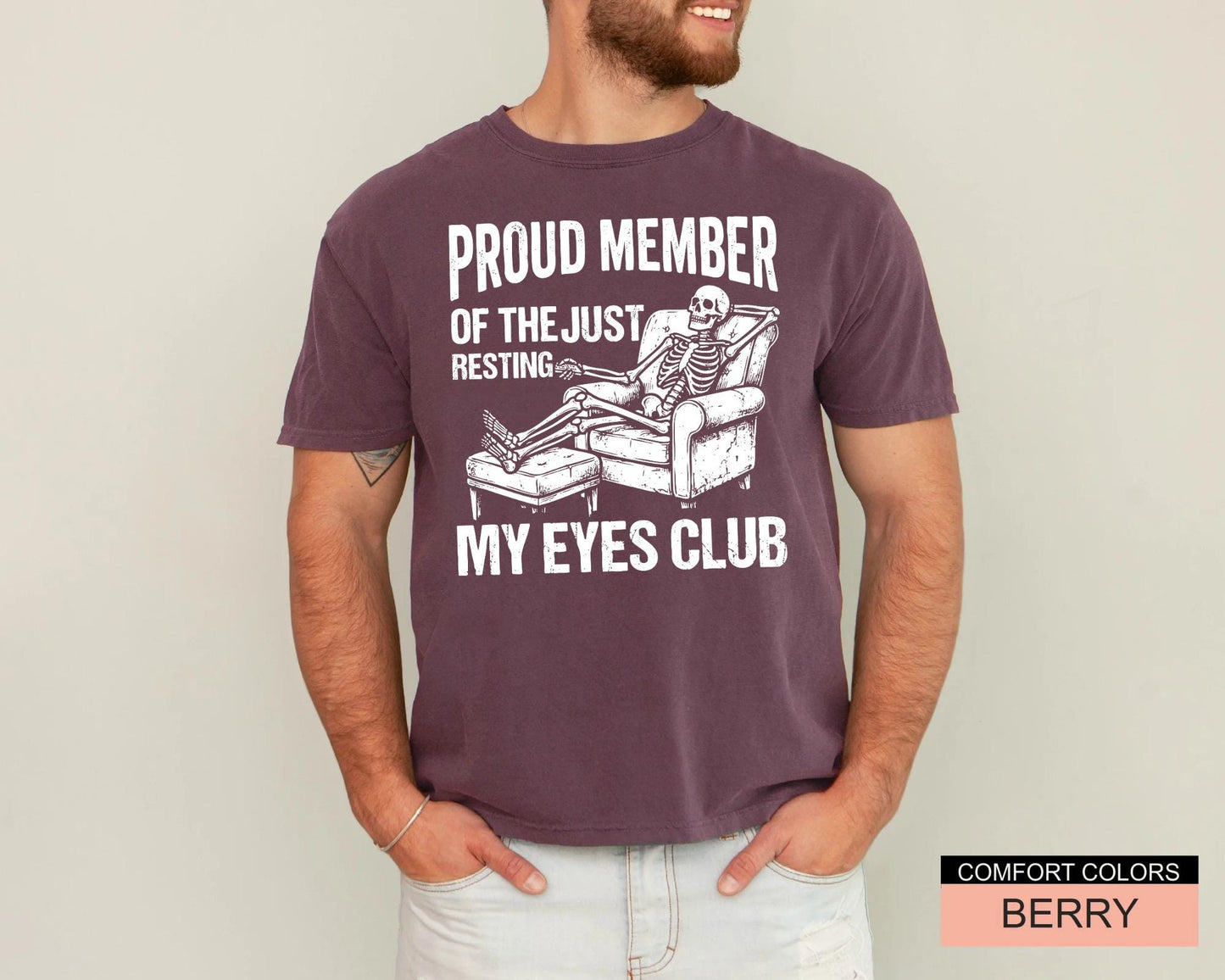 Humorous Skeleton Just Resting My Eyes Shirt, Sarcastic Napping Club Tee