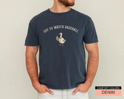 Off To Watch Baseball Pinstripe Goose Shirt, Retro Game Day Sports Fan Gift Tee
