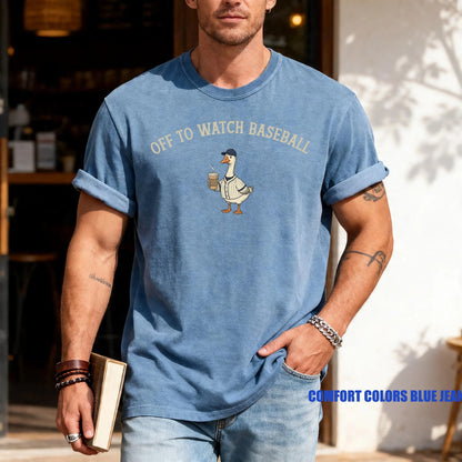 Off To Watch Baseball Pinstripe Goose Shirt, Retro Game Day Sports Fan Gift Tee