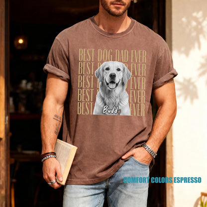 Personalized Dog Photo Dad Shirt, Custom Pet Picture Tee, Husband Present from Wife