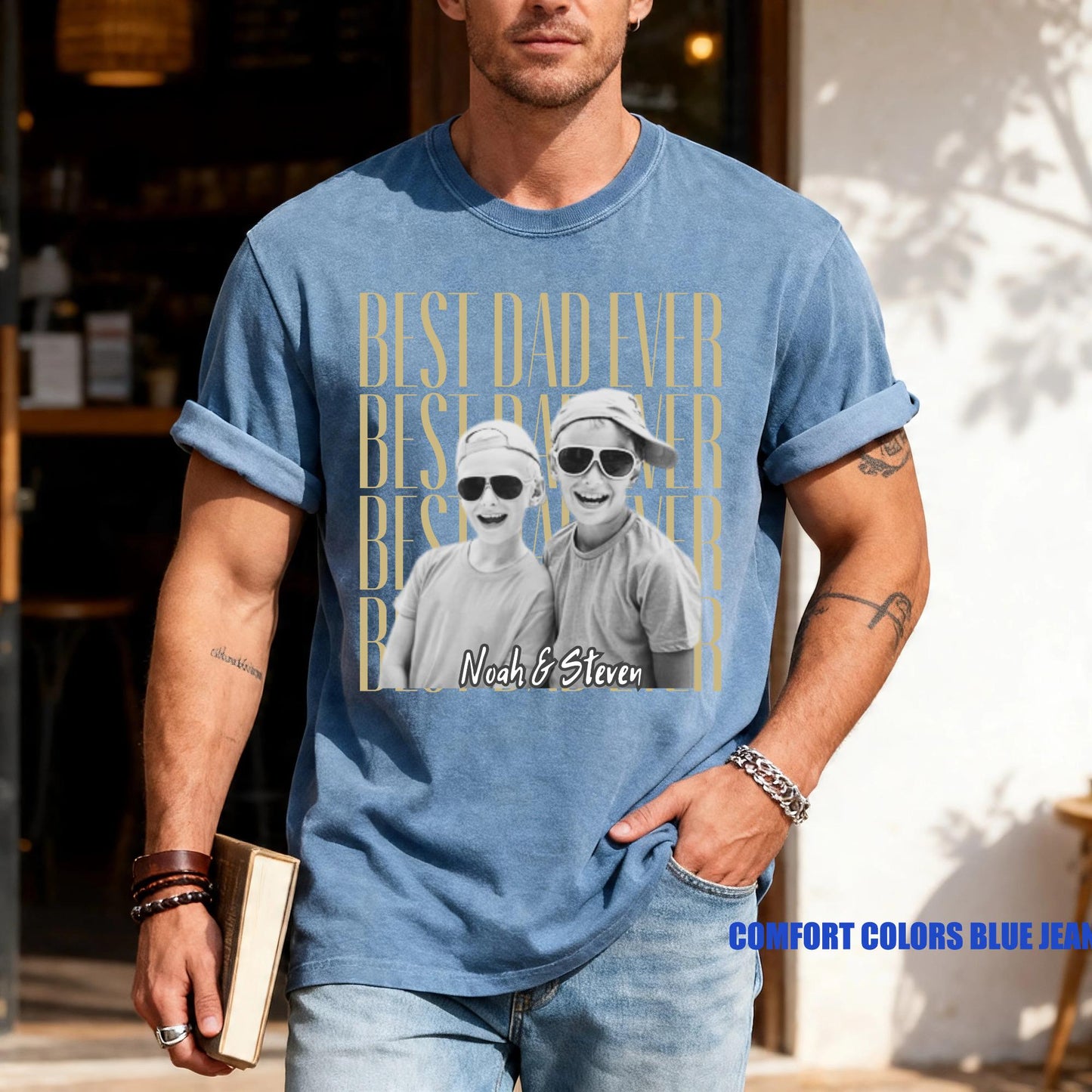 Dad Shirt With Kids Pictures - Personalized Fathers Day Photo Gift From Wife