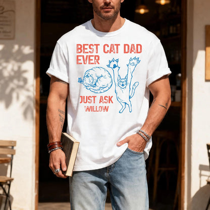 Custom Best Cat Dad Ever Shirt, Personalized Cat Name Tee for Fathers Day