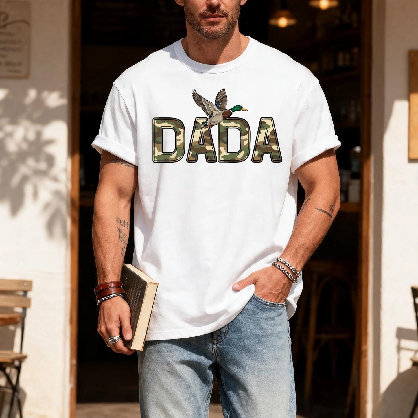 Camo Duck Hunting Dada Shirt, Camouflage Mallard Duck Tee for Dad
