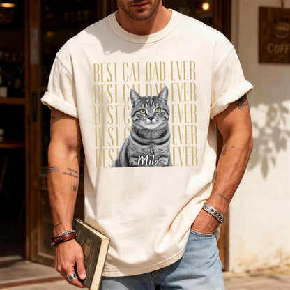 Personalized Cat Photo Shirt, Custom Pet Portrait Tee, Cat Dad Gift