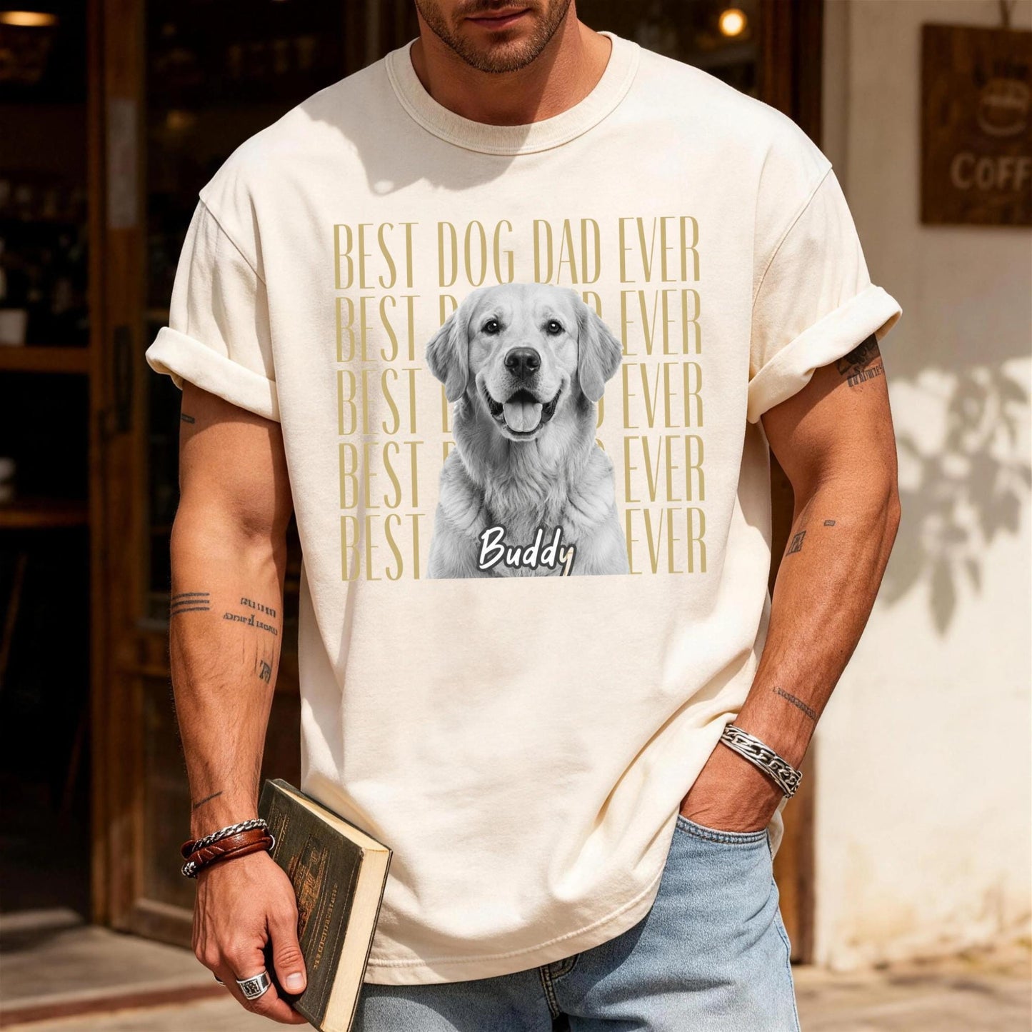 Personalized Dog Photo Dad Shirt, Custom Pet Picture Tee, Husband Present from Wife