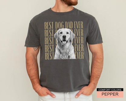 Personalized Dog Photo Dad Shirt, Custom Pet Picture Tee, Husband Present from Wife