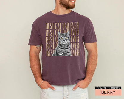 Personalized Cat Photo Shirt, Custom Pet Portrait Tee, Cat Dad Gift