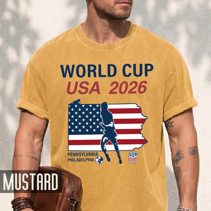 World Cup USA 2026 Philadelphia Pennsylvania Map Shirt, Global Football Fan Apparel