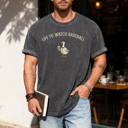 Off To Watch Baseball Pinstripe Goose Shirt, Retro Game Day Sports Fan Gift Tee