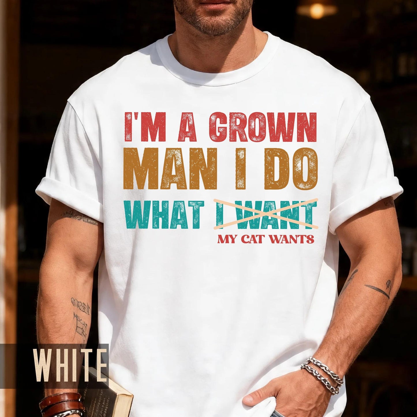 Funny Cat Dad Shirt: I Do What My Cat Wants - Men's Gift