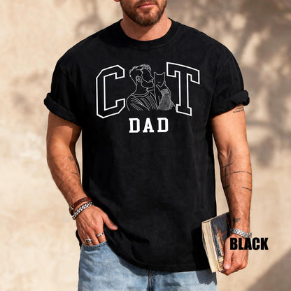 Custom Cat Dad Photo Shirt - Personalized Portrait Gift