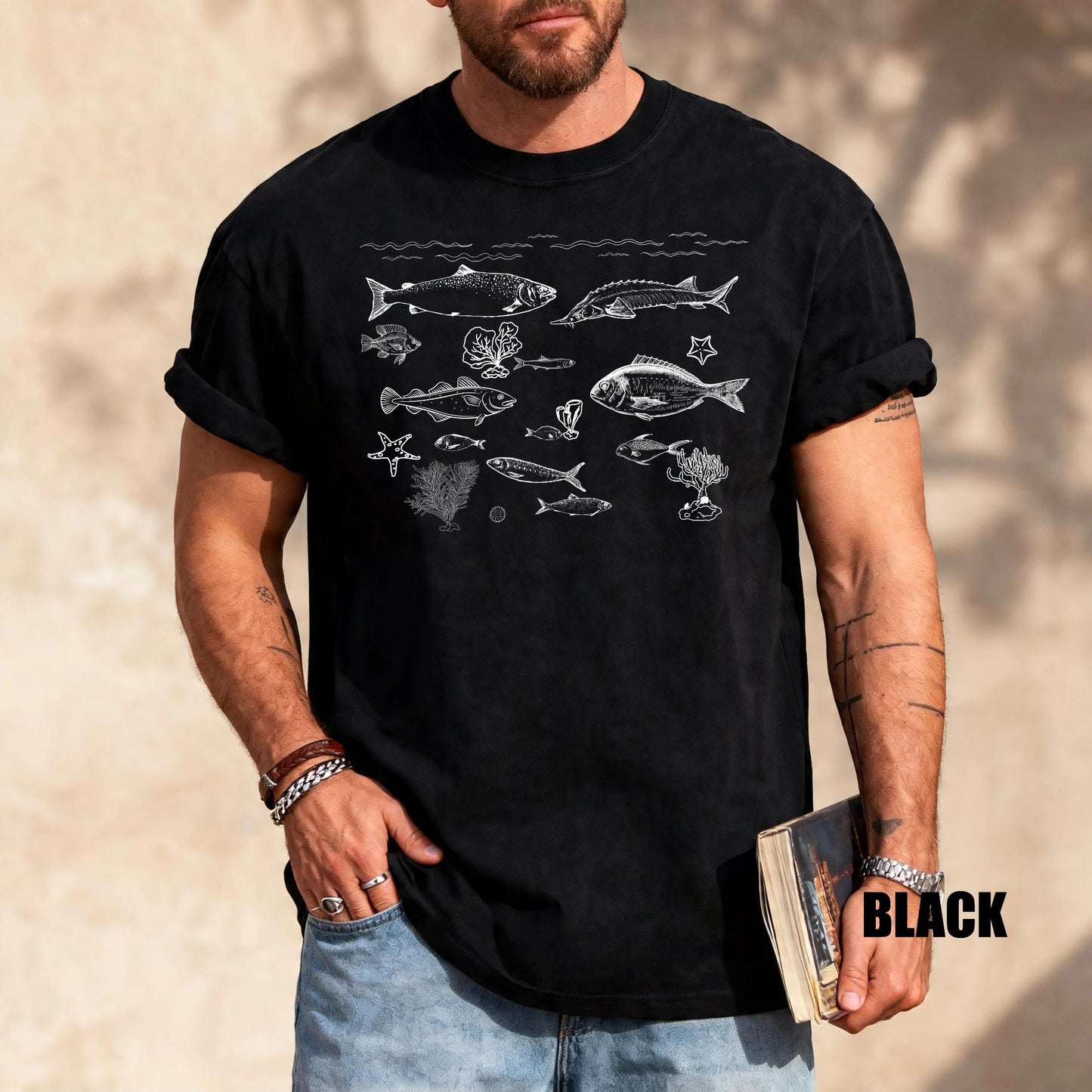 Retro Fish Tattoo Shirt: Vintage Style Fishing Gift