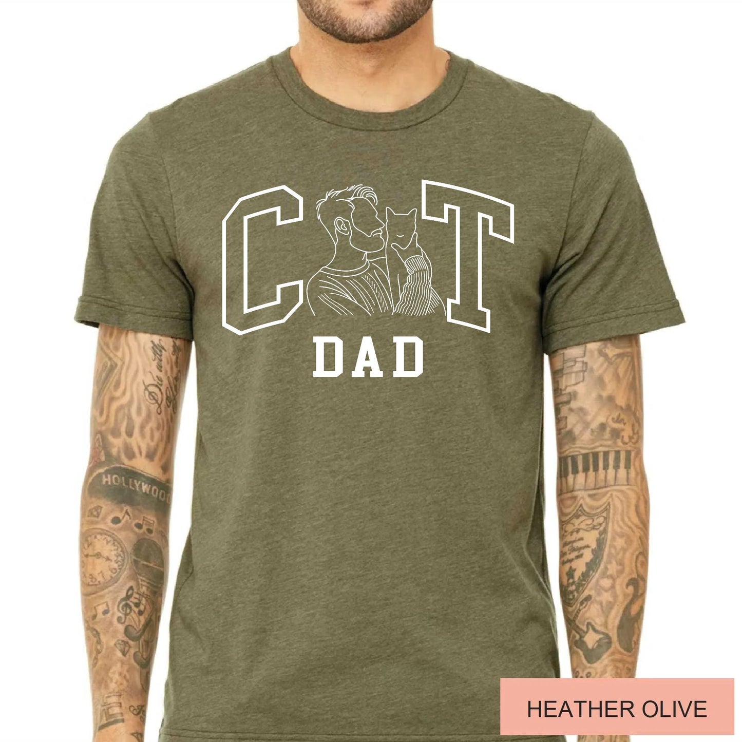 Custom Cat Dad Photo Shirt - Personalized Portrait Gift