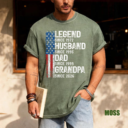 Custom Date Legend Husband Dad Grandpa Shirt, Fathers Day Tee