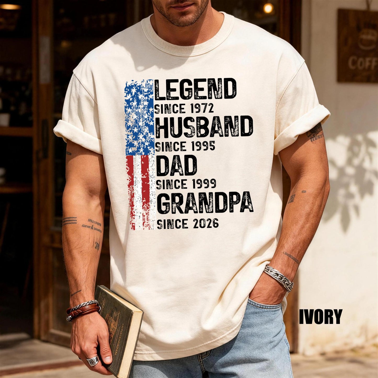 Custom Date Legend Husband Dad Grandpa Shirt, Fathers Day Tee