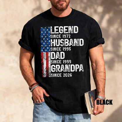 Custom Date Legend Husband Dad Grandpa Shirt, Fathers Day Tee