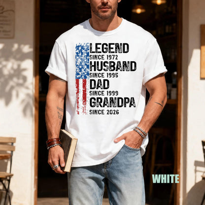 Custom Date Legend Husband Dad Grandpa Shirt, Fathers Day Tee
