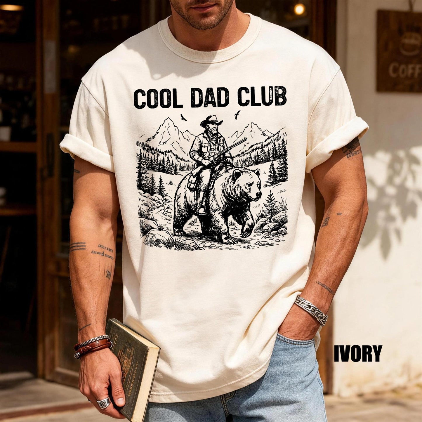 Dad Club Bear Rider Graphic Tee, Outdoorsman Gift