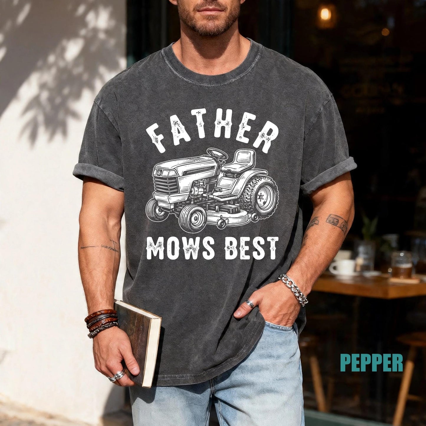 Father Mows Best Shirt, Riding Lawn Mower Tee