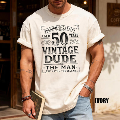 Vintage Dude 50 Years Old Shirt, Custom Mens 50th Birthday Tshirt