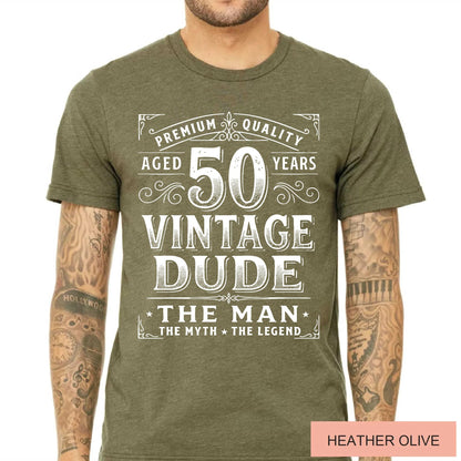 Vintage Dude 50 Years Old Shirt, Custom Mens 50th Birthday Tshirt