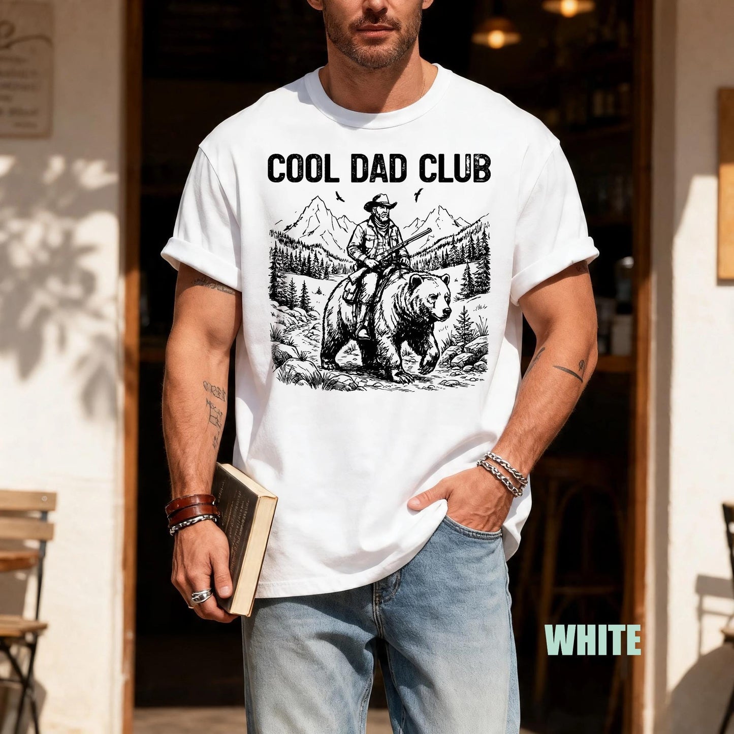 Dad Club Bear Rider Graphic Tee, Outdoorsman Gift