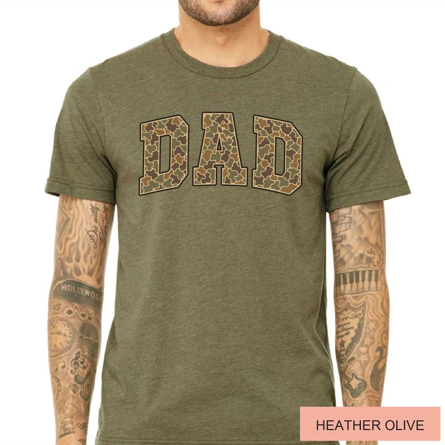 Army Father Tee - Camouflage Letters Dad Tshirt