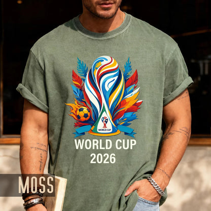World Cup 2026 Soccer Shirt, Colorful Trophy Football Tee