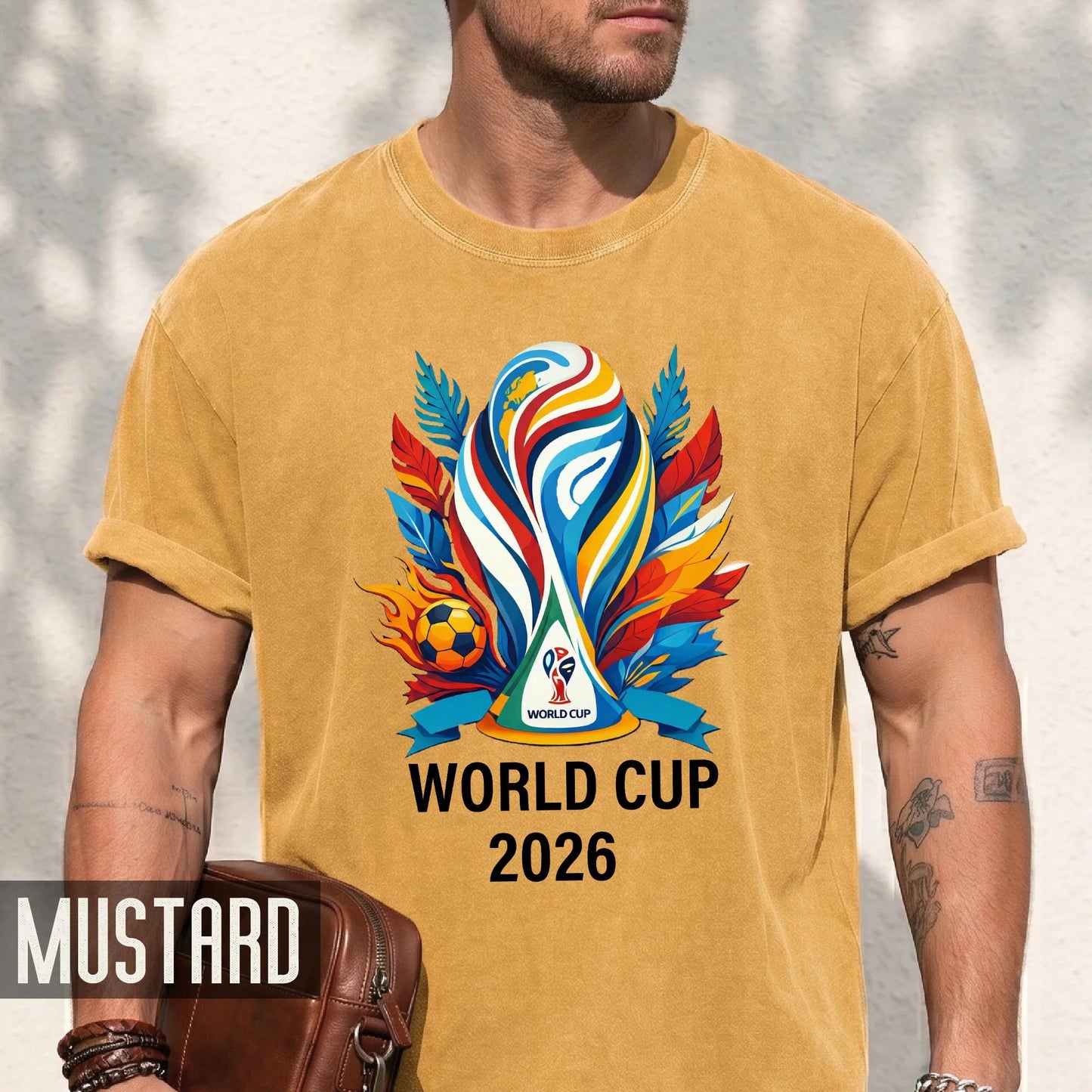 World Cup 2026 Soccer Shirt, Colorful Trophy Football Tee