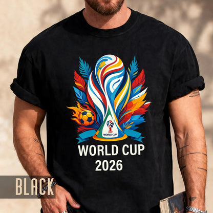 World Cup 2026 Soccer Shirt, Colorful Trophy Football Tee