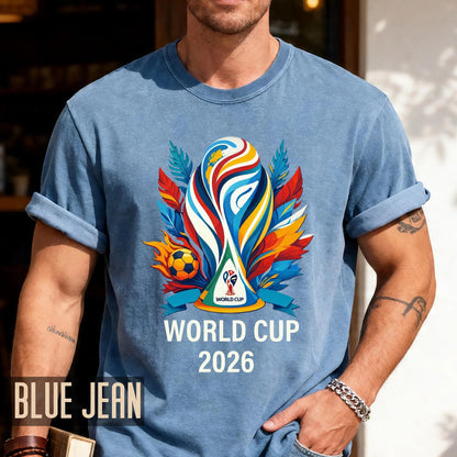 World Cup 2026 Soccer Shirt, Colorful Trophy Football Tee
