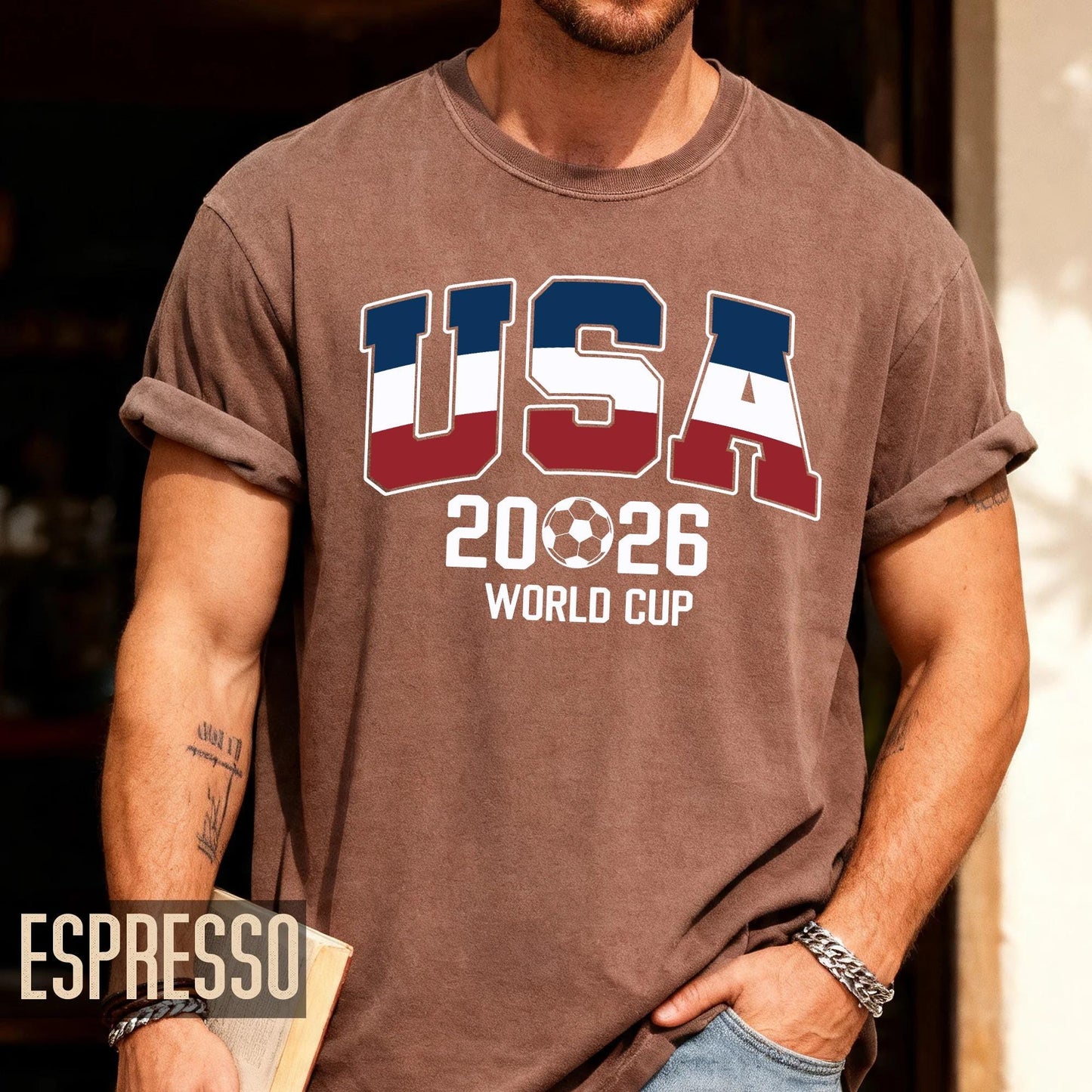 USA World Cup 2026 Soccer Shirt, Red White Blue Football Tee for Him