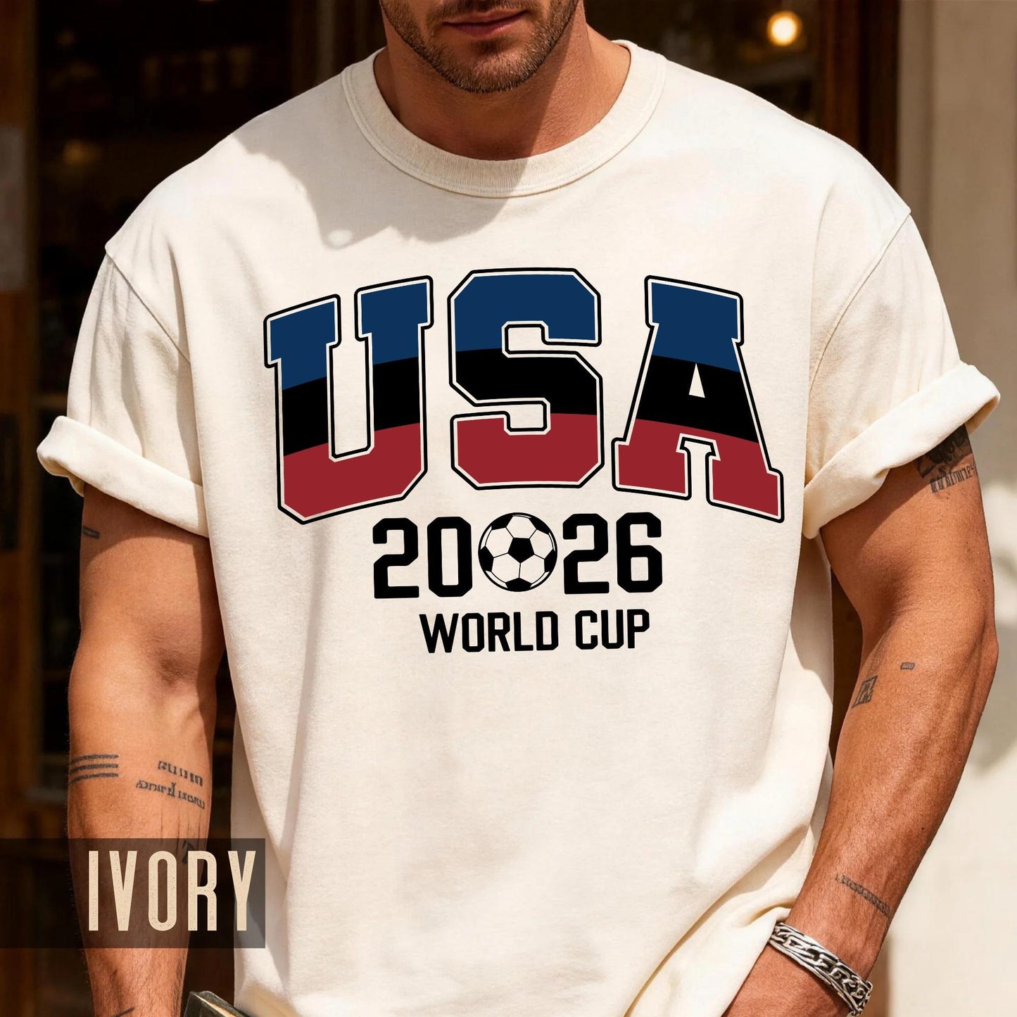 USA World Cup 2026 Soccer Shirt, Red White Blue Football Tee for Him