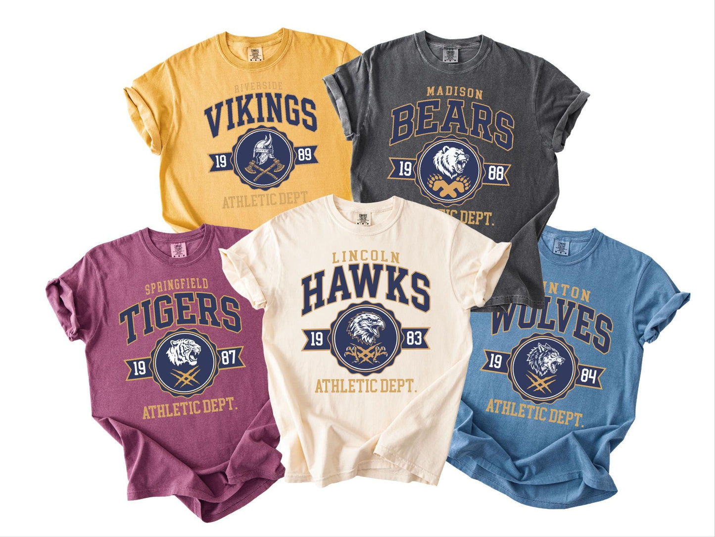 Custom Colors High School Mascot Shirt, Personalized Sports Team Name Game Day Tee