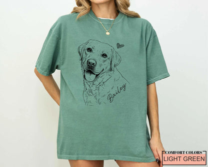 Custom Pet Photo Sketch Shirt, Personalized Dog Portrait Tee