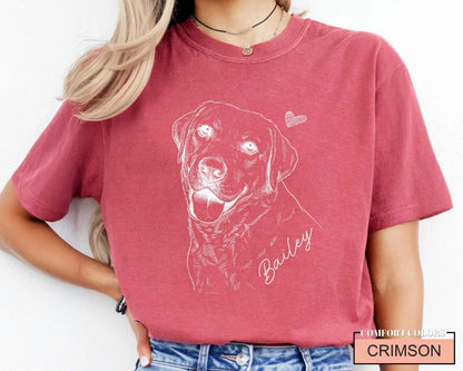 Custom Pet Photo Sketch Shirt, Personalized Dog Portrait Tee