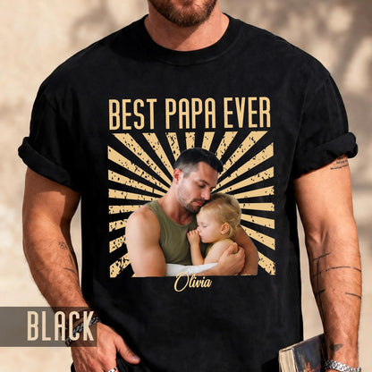 Vintage Photo Best Papa Ever Shirt, Fathers Day Grandfather Gift for Dad