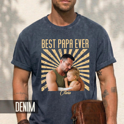 Vintage Photo Best Papa Ever Shirt, Fathers Day Grandfather Gift for Dad