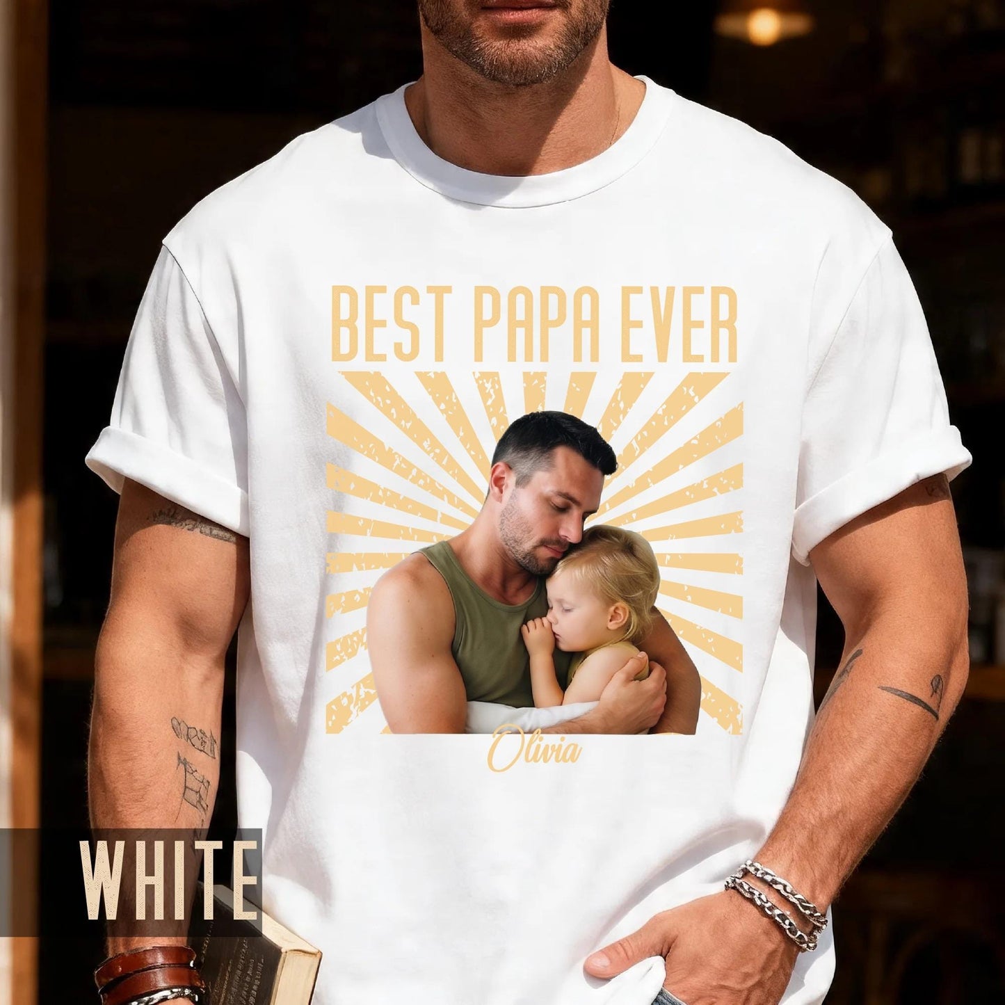 Vintage Photo Best Papa Ever Shirt, Fathers Day Grandfather Gift for Dad