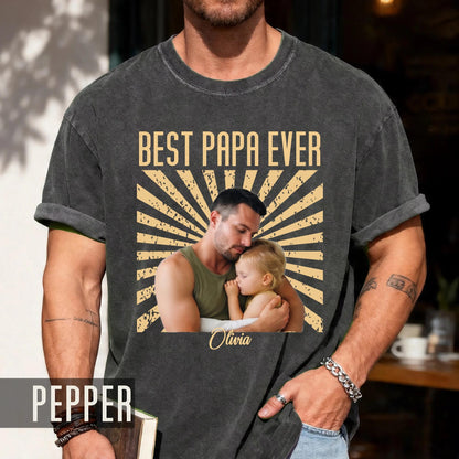 Vintage Photo Best Papa Ever Shirt, Fathers Day Grandfather Gift for Dad