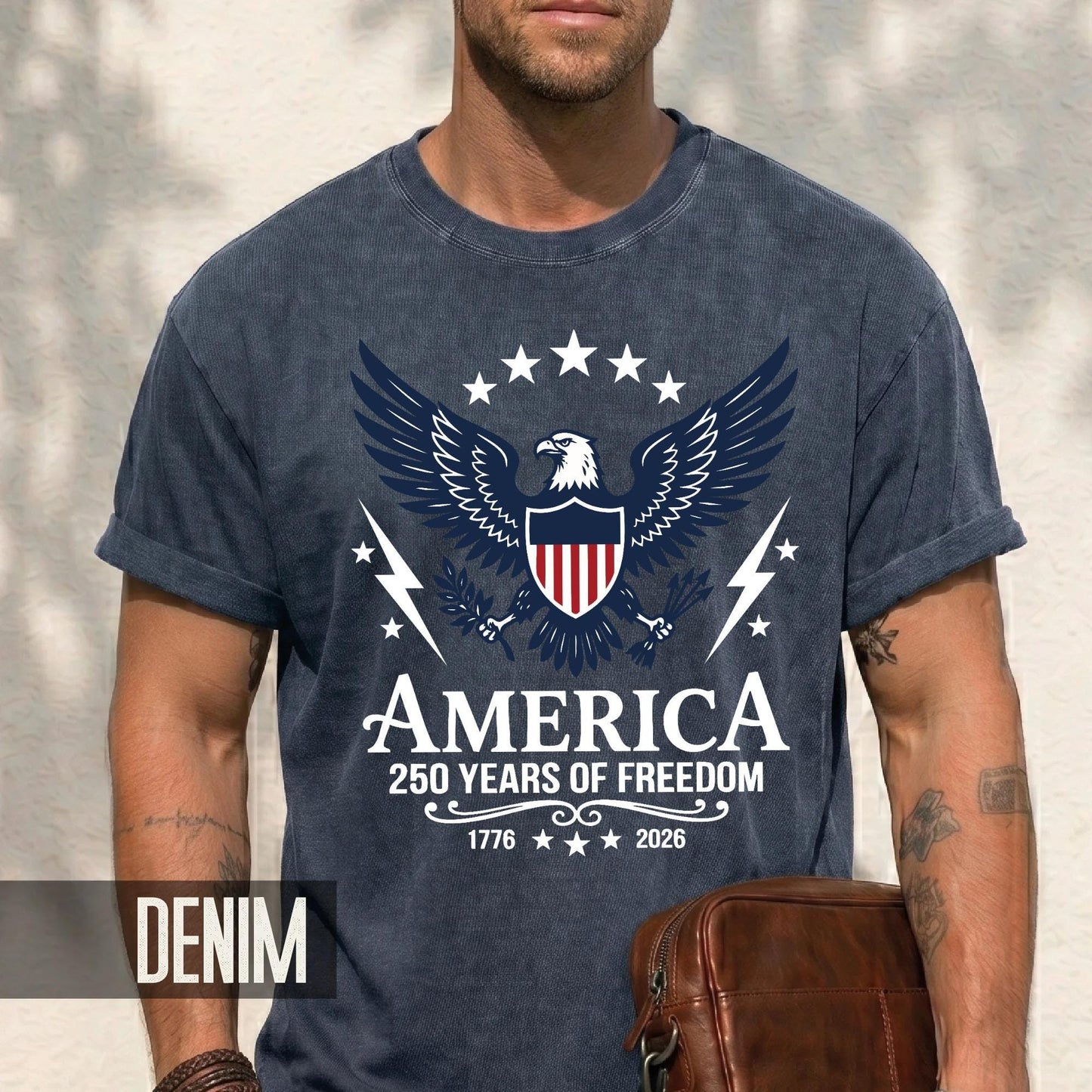 Patriotic America 250 Years Of Freedom Shirt, Vintage US Bald Eagle Semiquincentennial Tee, 1776 2026 Independence Day Shield Top