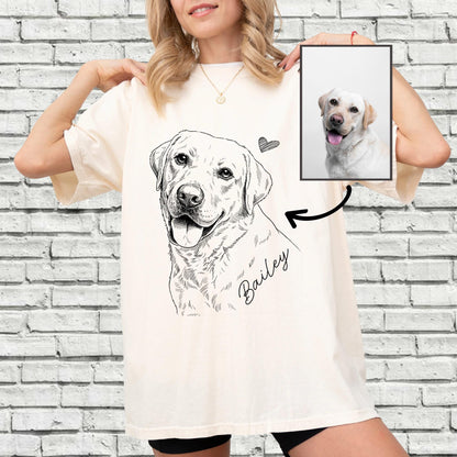Custom Pet Photo Sketch Shirt, Personalized Dog Portrait Tee