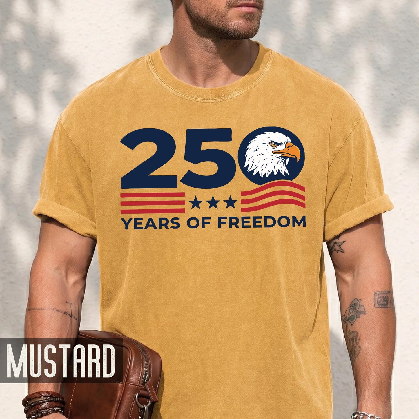 US Patriotic 250 Years of Freedom Shirt, American Bald Eagle Semiquincentennial Tee