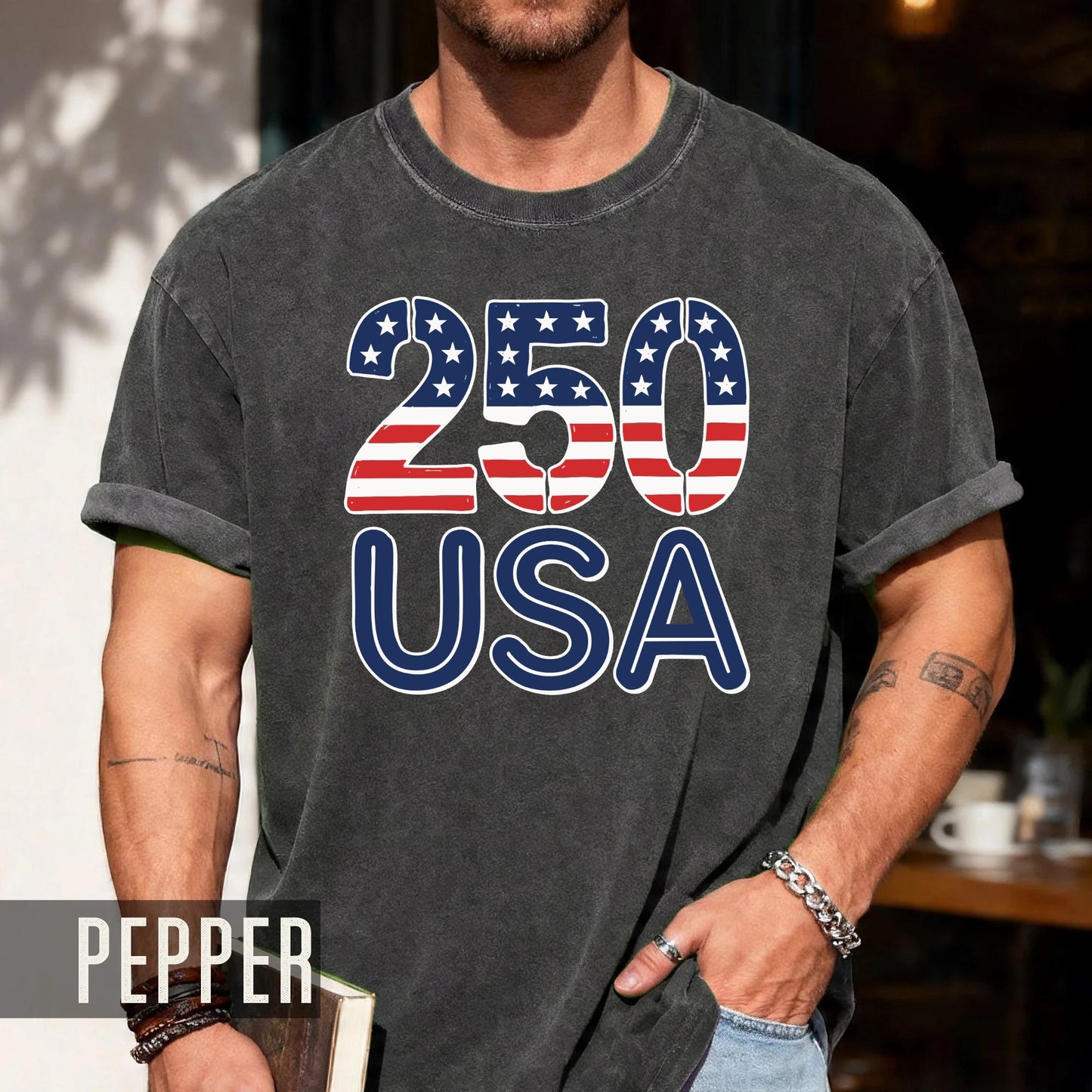 Patriotic USA 250 Years American Flag Shirt, Semiquincentennial Stars and Stripes 4th of July United States Tee