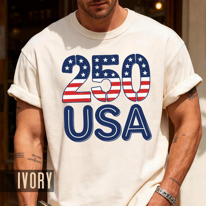 Patriotic USA 250 Years American Flag Shirt, Semiquincentennial Stars and Stripes 4th of July United States Tee