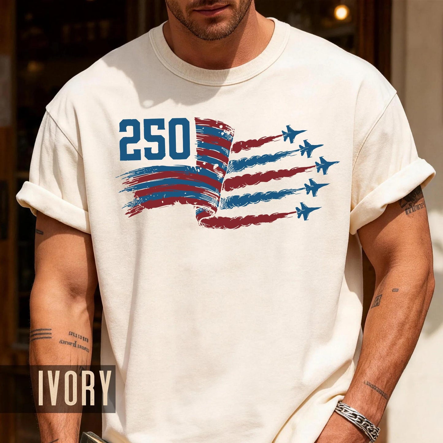 USA 250 Years Fighter Jet Airshow Shirt, American Flag Military Aviation Semiquincentennial Patriotic Tee